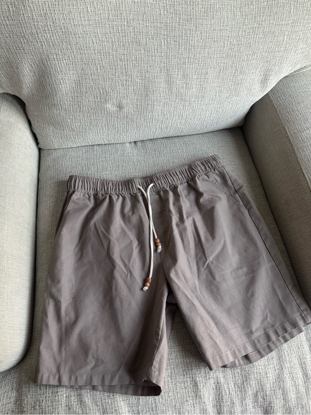 Men's Brown Flat Front Swim Shorts with Drawstring